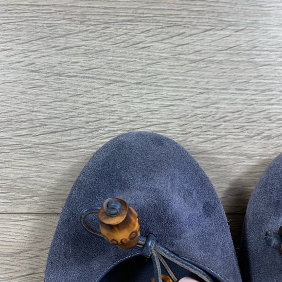 Gucci Blue Suede Bamboo Accent Flats - Picture 11 of 12